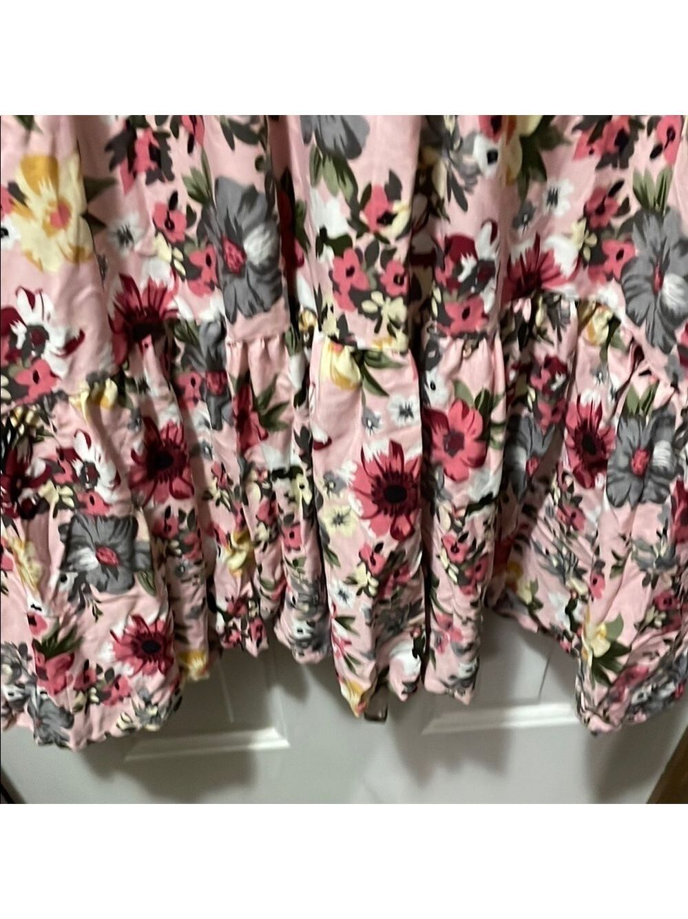 Floral Pink and White Flutter Sleeve Maxi Sundress L/XL NWOT - Picture 3 of 6